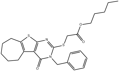 pentyl [(3-benzyl-4-oxo-3,5,6,7,8,9-hexahydro-4H-cyclohepta[4,5]thieno[2,3-d]pyrimidin-2-yl)sulfanyl]acetate Structure