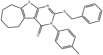 2-(benzylsulfanyl)-3-(4-methylphenyl)-3,5,6,7,8,9-hexahydro-4H-cyclohepta[4,5]thieno[2,3-d]pyrimidin-4-one 구조식 이미지