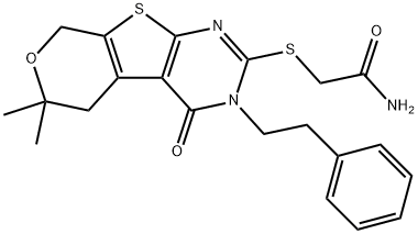 2-{[6,6-dimethyl-4-oxo-3-(2-phenylethyl)-3,5,6,8-tetrahydro-4H-pyrano[4',3':4,5]thieno[2,3-d]pyrimidin-2-yl]sulfanyl}acetamide Structure