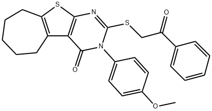 3-(4-methoxyphenyl)-2-[(2-oxo-2-phenylethyl)sulfanyl]-3,5,6,7,8,9-hexahydro-4H-cyclohepta[4,5]thieno[2,3-d]pyrimidin-4-one Structure