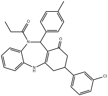 3-(3-chlorophenyl)-11-(4-methylphenyl)-10-propionyl-2,3,4,5,10,11-hexahydro-1H-dibenzo[b,e][1,4]diazepin-1-one Structure