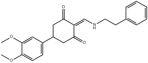 5-(3,4-dimethoxyphenyl)-2-{[(2-phenylethyl)amino]methylene}-1,3-cyclohexanedione 구조식 이미지