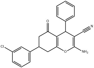 2-amino-7-(3-chlorophenyl)-5-oxo-4-phenyl-5,6,7,8-tetrahydro-4H-chromene-3-carbonitrile 구조식 이미지