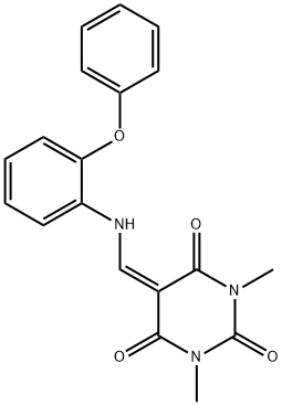 1,3-dimethyl-5-[(2-phenoxyanilino)methylene]-2,4,6(1H,3H,5H)-pyrimidinetrione Structure