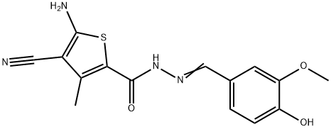 5-amino-4-cyano-N'-(4-hydroxy-3-methoxybenzylidene)-3-methyl-2-thiophenecarbohydrazide Structure