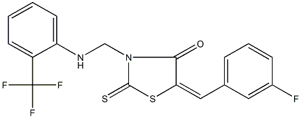 5-(3-fluorobenzylidene)-2-thioxo-3-{[2-(trifluoromethyl)anilino]methyl}-1,3-thiazolidin-4-one 구조식 이미지