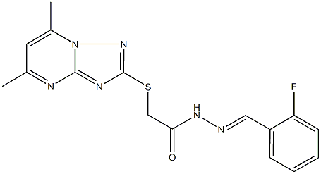2-[(5,7-dimethyl[1,2,4]triazolo[1,5-a]pyrimidin-2-yl)sulfanyl]-N'-(2-fluorobenzylidene)acetohydrazide 구조식 이미지
