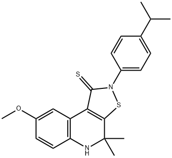 2-(4-isopropylphenyl)-8-methoxy-4,4-dimethyl-4,5-dihydroisothiazolo[5,4-c]quinoline-1(2H)-thione 구조식 이미지