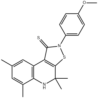 2-(4-methoxyphenyl)-4,4,6,8-tetramethyl-4,5-dihydroisothiazolo[5,4-c]quinoline-1(2H)-thione 구조식 이미지