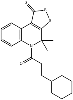 5-(3-cyclohexylpropanoyl)-4,4-dimethyl-4,5-dihydro-1H-[1,2]dithiolo[3,4-c]quinoline-1-thione Structure