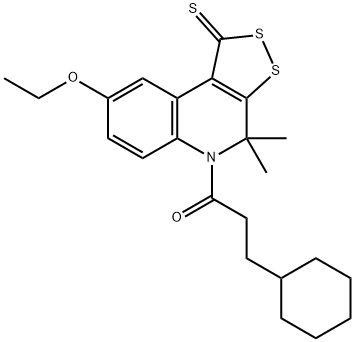 5-(3-cyclohexylpropanoyl)-8-ethoxy-4,4-dimethyl-4,5-dihydro-1H-[1,2]dithiolo[3,4-c]quinoline-1-thione 구조식 이미지