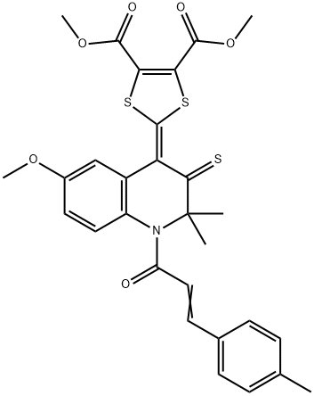 dimethyl 2-(6-methoxy-2,2-dimethyl-1-[3-(4-methylphenyl)acryloyl]-3-thioxo-2,3-dihydro-4(1H)-quinolinylidene)-1,3-dithiole-4,5-dicarboxylate 구조식 이미지