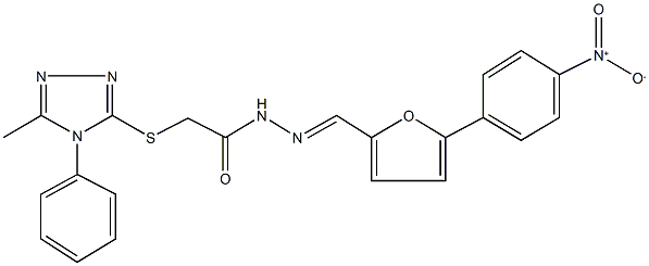 N'-[(5-{4-nitrophenyl}-2-furyl)methylene]-2-[(5-methyl-4-phenyl-4H-1,2,4-triazol-3-yl)sulfanyl]acetohydrazide 구조식 이미지