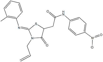 2-{3-allyl-2-[(2-methylphenyl)imino]-4-oxo-1,3-thiazolidin-5-yl}-N-{4-nitrophenyl}acetamide Structure