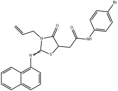 2-[3-allyl-2-(1-naphthylimino)-4-oxo-1,3-thiazolidin-5-yl]-N-(4-bromophenyl)acetamide 구조식 이미지