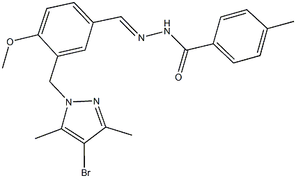 N'-{3-[(4-bromo-3,5-dimethyl-1H-pyrazol-1-yl)methyl]-4-methoxybenzylidene}-4-methylbenzohydrazide Structure