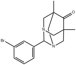 2-(3-bromophenyl)-5,7-dimethyl-1,3-diazatricyclo[3.3.1.1~3,7~]decan-6-one 구조식 이미지