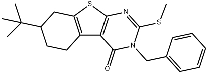 3-benzyl-7-tert-butyl-2-(methylsulfanyl)-5,6,7,8-tetrahydro[1]benzothieno[2,3-d]pyrimidin-4(3H)-one 구조식 이미지