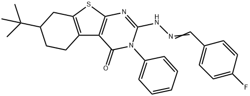 4-fluorobenzaldehyde (7-tert-butyl-4-oxo-3-phenyl-3,4,5,6,7,8-hexahydro[1]benzothieno[2,3-d]pyrimidin-2-yl)hydrazone 구조식 이미지