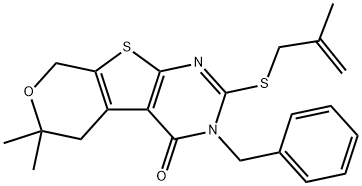 3-benzyl-6,6-dimethyl-2-[(2-methyl-2-propenyl)sulfanyl]-3,5,6,8-tetrahydro-4H-pyrano[4',3':4,5]thieno[2,3-d]pyrimidin-4-one Structure