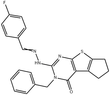 4-fluorobenzaldehyde (3-benzyl-4-oxo-3,5,6,7-tetrahydro-4H-cyclopenta[4,5]thieno[2,3-d]pyrimidin-2-yl)hydrazone Structure