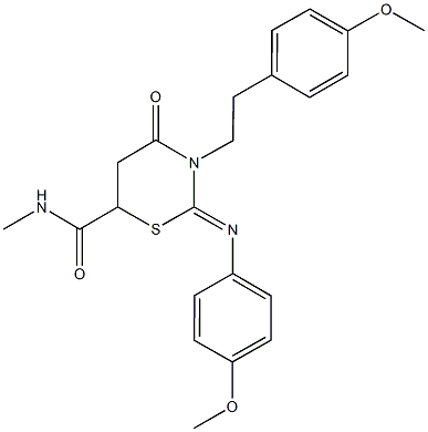 3-[2-(4-methoxyphenyl)ethyl]-2-[(4-methoxyphenyl)imino]-N-methyl-4-oxo-1,3-thiazinane-6-carboxamide 구조식 이미지