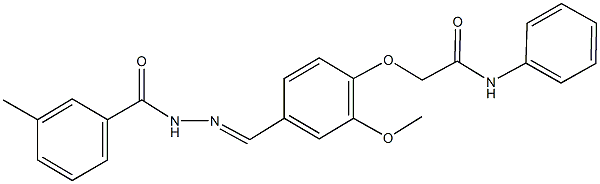 2-{2-methoxy-4-[2-(3-methylbenzoyl)carbohydrazonoyl]phenoxy}-N-phenylacetamide 구조식 이미지