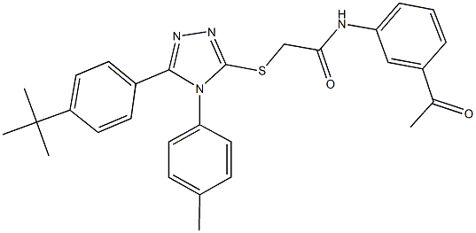 N-(3-acetylphenyl)-2-{[5-(4-tert-butylphenyl)-4-(4-methylphenyl)-4H-1,2,4-triazol-3-yl]sulfanyl}acetamide 구조식 이미지