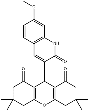 9-(7-methoxy-2-oxo-1,2-dihydro-3-quinolinyl)-3,3,6,6-tetramethyl-3,4,5,6,7,9-hexahydro-1H-xanthene-1,8(2H)-dione Structure