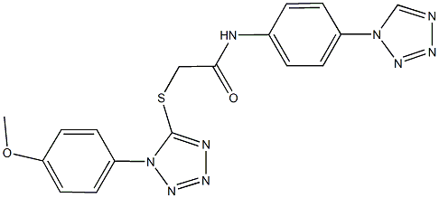 2-{[1-(4-methoxyphenyl)-1H-tetraazol-5-yl]sulfanyl}-N-[4-(1H-tetraazol-1-yl)phenyl]acetamide 구조식 이미지