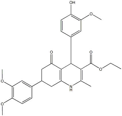 ethyl 7-(3,4-dimethoxyphenyl)-4-(4-hydroxy-3-methoxyphenyl)-2-methyl-5-oxo-1,4,5,6,7,8-hexahydro-3-quinolinecarboxylate Structure