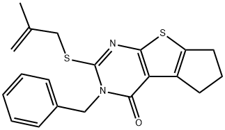 3-benzyl-2-[(2-methyl-2-propenyl)sulfanyl]-3,5,6,7-tetrahydro-4H-cyclopenta[4,5]thieno[2,3-d]pyrimidin-4-one 구조식 이미지