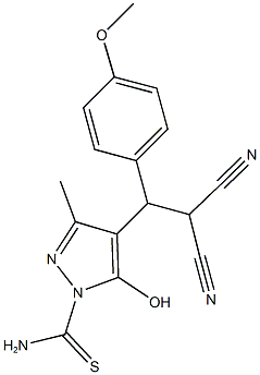 4-[2,2-dicyano-1-(4-methoxyphenyl)ethyl]-5-hydroxy-3-methyl-1H-pyrazole-1-carbothioamide Structure