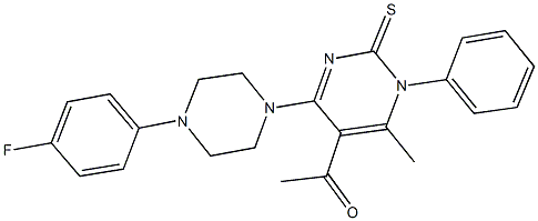 1-{4-[4-(4-fluorophenyl)-1-piperazinyl]-6-methyl-1-phenyl-2-thioxo-1,2-dihydro-5-pyrimidinyl}ethanone Structure