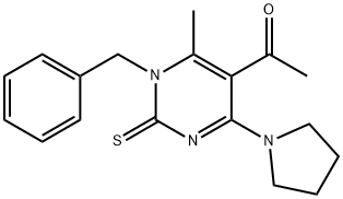 1-[1-benzyl-6-methyl-4-(1-pyrrolidinyl)-2-thioxo-1,2-dihydro-5-pyrimidinyl]ethanone Structure