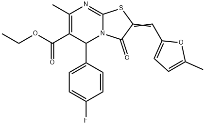 ethyl 5-(4-fluorophenyl)-7-methyl-2-[(5-methyl-2-furyl)methylene]-3-oxo-2,3-dihydro-5H-[1,3]thiazolo[3,2-a]pyrimidine-6-carboxylate Structure