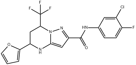 N-(3-chloro-4-fluorophenyl)-5-(2-furyl)-7-(trifluoromethyl)-4,5,6,7-tetrahydropyrazolo[1,5-a]pyrimidine-2-carboxamide 구조식 이미지