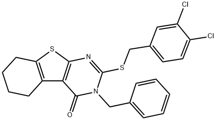 3-benzyl-2-[(3,4-dichlorobenzyl)sulfanyl]-5,6,7,8-tetrahydro[1]benzothieno[2,3-d]pyrimidin-4(3H)-one Structure