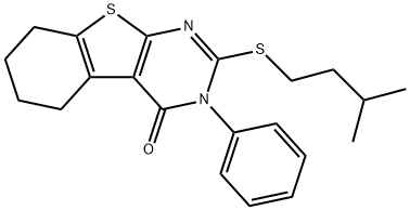 2-(isopentylsulfanyl)-3-phenyl-5,6,7,8-tetrahydro[1]benzothieno[2,3-d]pyrimidin-4(3H)-one Structure