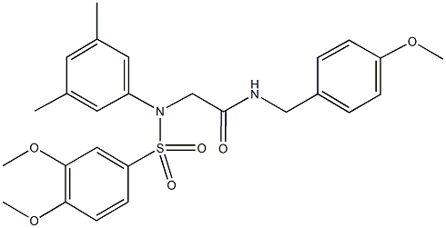 2-{[(3,4-dimethoxyphenyl)sulfonyl]-3,5-dimethylanilino}-N-(4-methoxybenzyl)acetamide Structure