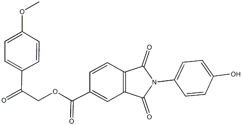 2-(4-methoxyphenyl)-2-oxoethyl 2-(4-hydroxyphenyl)-1,3-dioxo-5-isoindolinecarboxylate 구조식 이미지