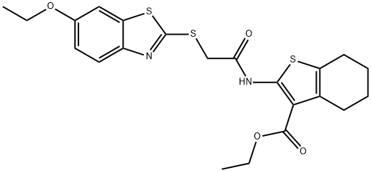 ethyl 2-({[(6-ethoxy-1,3-benzothiazol-2-yl)sulfanyl]acetyl}amino)-4,5,6,7-tetrahydro-1-benzothiophene-3-carboxylate Structure