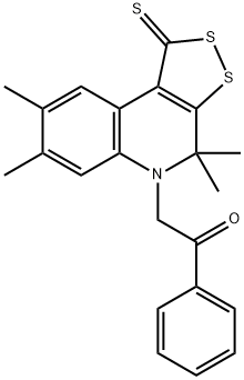 1-phenyl-2-(4,4,7,8-tetramethyl-1-thioxo-1,4-dihydro-5H-[1,2]dithiolo[3,4-c]quinolin-5-yl)ethanone 구조식 이미지