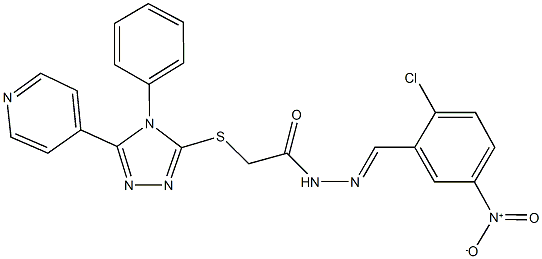 N'-{2-chloro-5-nitrobenzylidene}-2-{[4-phenyl-5-(4-pyridinyl)-4H-1,2,4-triazol-3-yl]sulfanyl}acetohydrazide 구조식 이미지