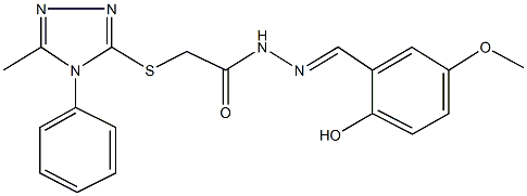 N'-(2-hydroxy-5-methoxybenzylidene)-2-[(5-methyl-4-phenyl-4H-1,2,4-triazol-3-yl)sulfanyl]acetohydrazide 구조식 이미지