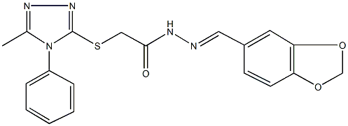 N'-(1,3-benzodioxol-5-ylmethylene)-2-[(5-methyl-4-phenyl-4H-1,2,4-triazol-3-yl)sulfanyl]acetohydrazide 구조식 이미지