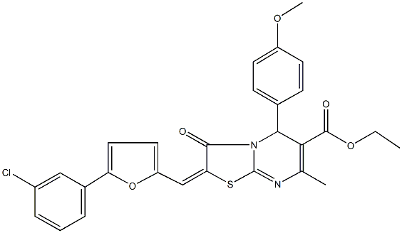 ethyl 2-{[5-(3-chlorophenyl)-2-furyl]methylene}-5-(4-methoxyphenyl)-7-methyl-3-oxo-2,3-dihydro-5H-[1,3]thiazolo[3,2-a]pyrimidine-6-carboxylate Structure