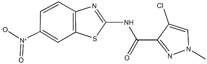 4-chloro-N-{6-nitro-1,3-benzothiazol-2-yl}-1-methyl-1H-pyrazole-3-carboxamide Structure