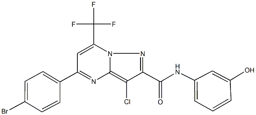 5-(4-bromophenyl)-3-chloro-N-(3-hydroxyphenyl)-7-(trifluoromethyl)pyrazolo[1,5-a]pyrimidine-2-carboxamide Structure