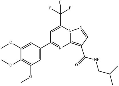 N-isobutyl-7-(trifluoromethyl)-5-(3,4,5-trimethoxyphenyl)pyrazolo[1,5-a]pyrimidine-3-carboxamide 구조식 이미지